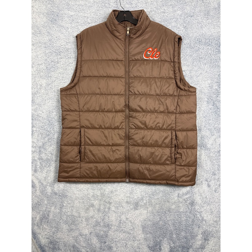NFL Cleveland Browns Puffer Vest‎ Mens 3XL Padded Quilted Sleeveless Zip